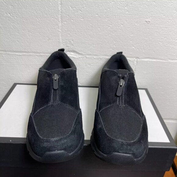 Lands End Women's All Weather 519241 Black Suede Moc Toe Slip On Zip Size 9.5 B - Picture 1 of 8